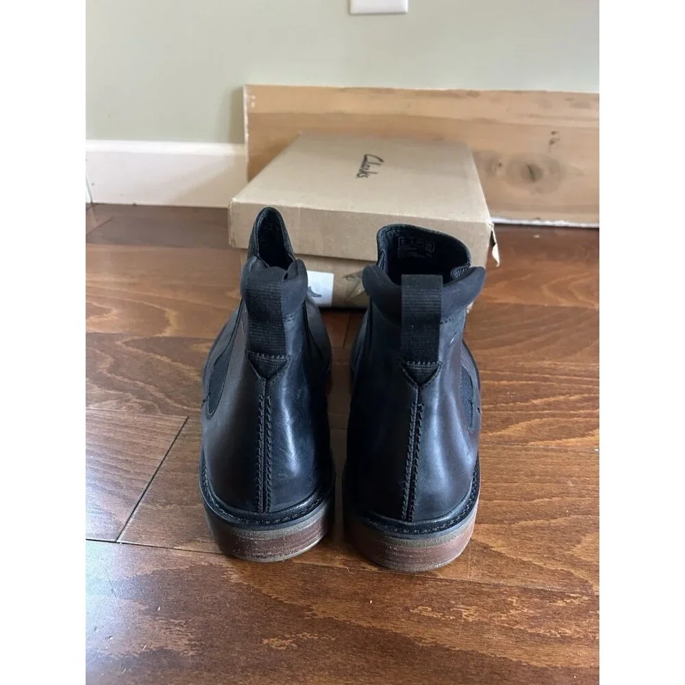 Clarks Clarkdale Hall Pull On Ankle Boots Black Leather NEW Sz 11‎ M